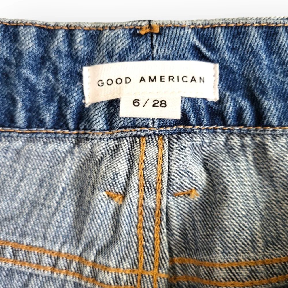GOOD AMERICAN Good Vintage Released Waistband Jeans Bleach Blue 6